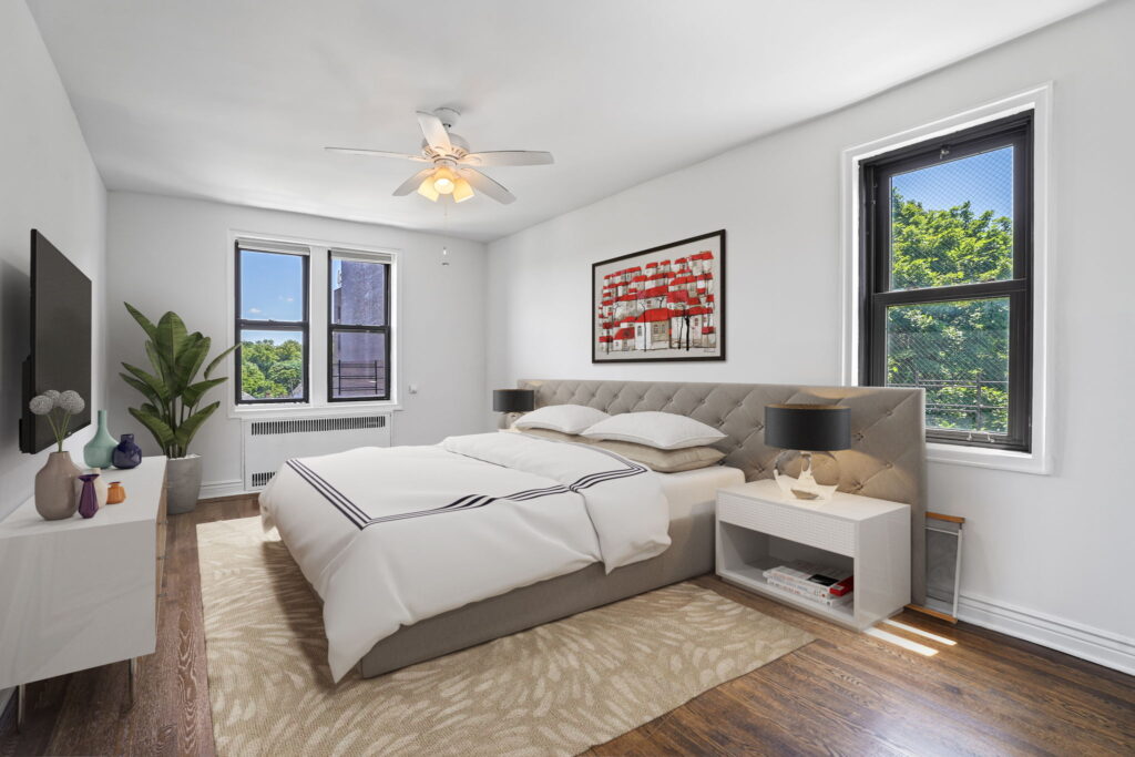 Photo of bedroom of spacious corner-unit condo for sale in Staten Island New York