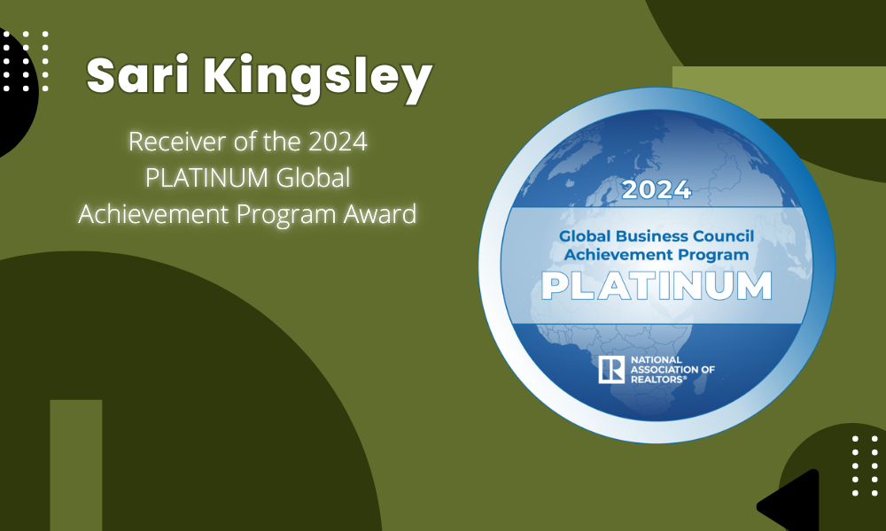 Sari Kingsley - National Association of Realtors - PLATINUM Global Achievement Program Award